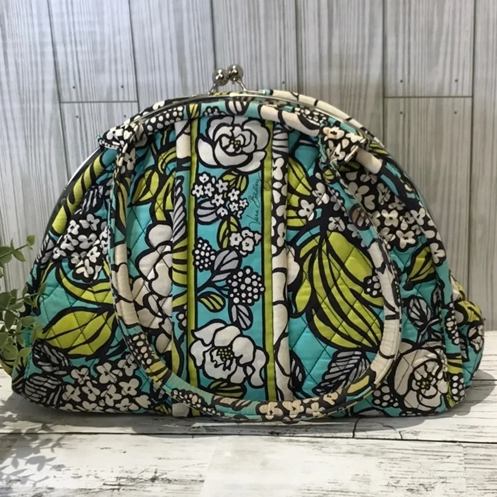 Vera Bradley Women's Green and Blue Kiss Lock Dome Bag